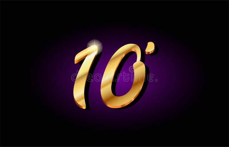 10 Ten Number Numeral Digit Golden 3D Logo Icon Design Stock Vector Illustration Of Metal