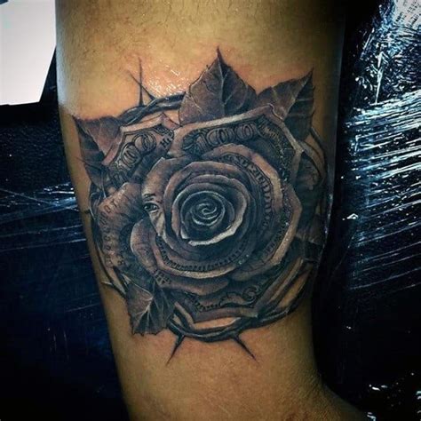 81 Stunning Money Rose Tattoo Designs For Men