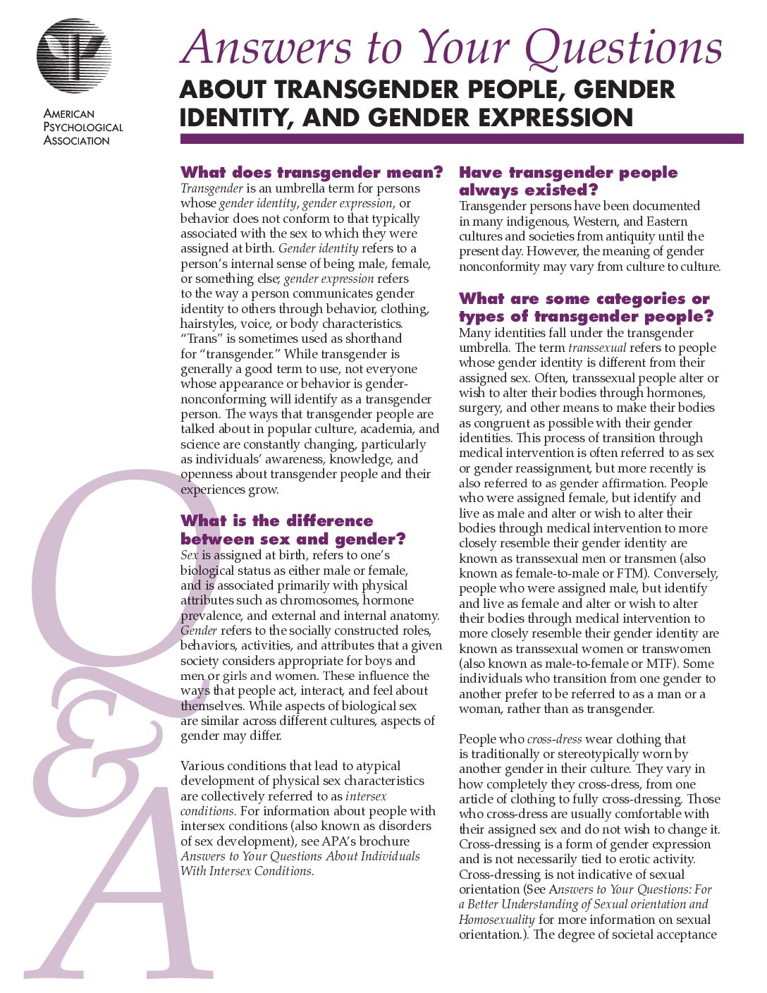 Answers To Your Questions About Transgender People Gender Identity Answers To Your Questions About Transgender People Gender Identity