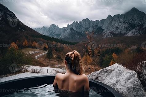 Back View Of Nacked Woman Relaxing In Jacuzzi Outdoors 23142940 Stock Photo At Vecteezy