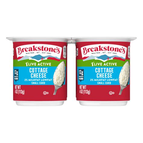 Breakstone's Live Active Lowfat Small Curd Cottage Cheese With 2% Milkfat,  4 Ct Pack, 4 Oz Cups, 4 Ct - Kroger