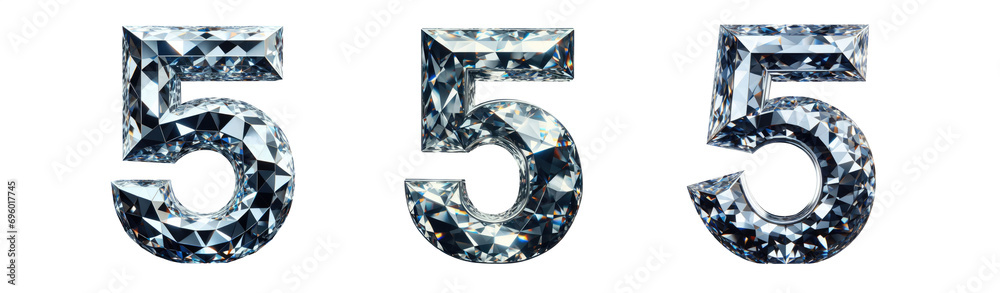 Diamond Number Number 5 3D Isolated Transparent Background Png Cristal Number 5 Glass 5