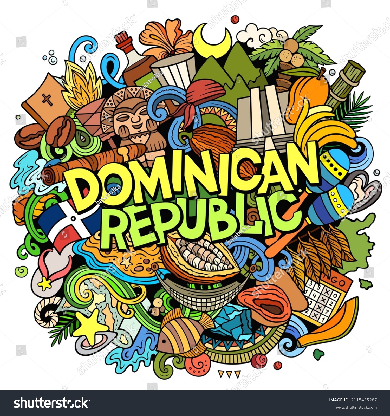 Dominican Republic Hand Drawn Cartoon Doodle Illustration Car Drawing