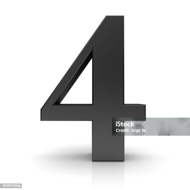 Foto De 4 Sinal De N Mero Quatro Quarto Preto 3D S Mbolo Isolado No Foto De 4 Sinal De N Mero Quatro Quarto Preto 3D S Mbolo Isolado No
