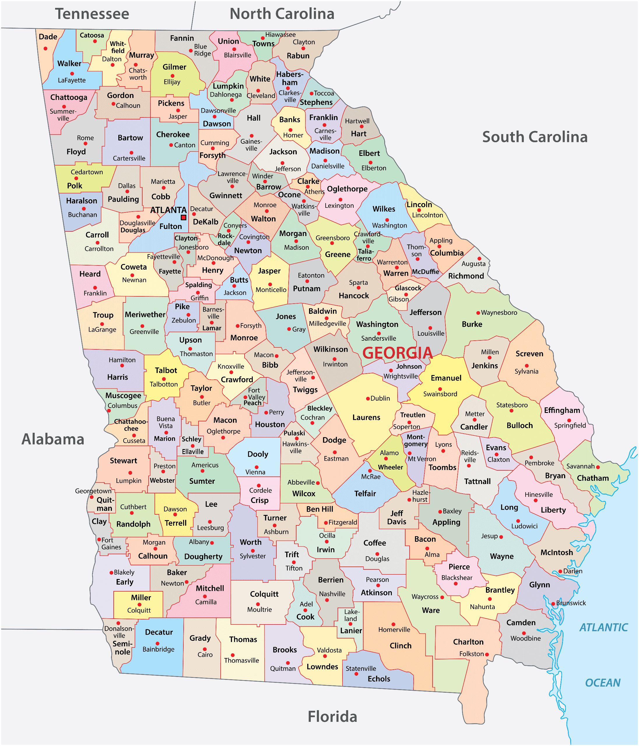 Free Map Of Georgia Counties