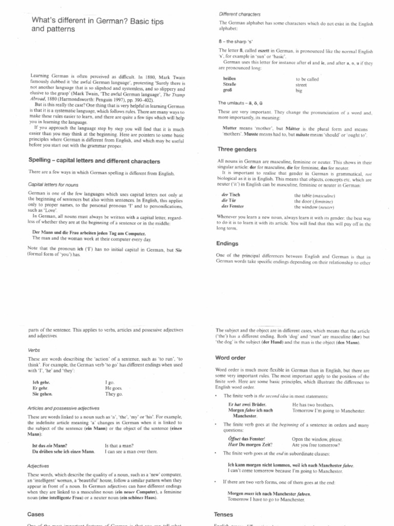 German Basics Resources For Language Learners