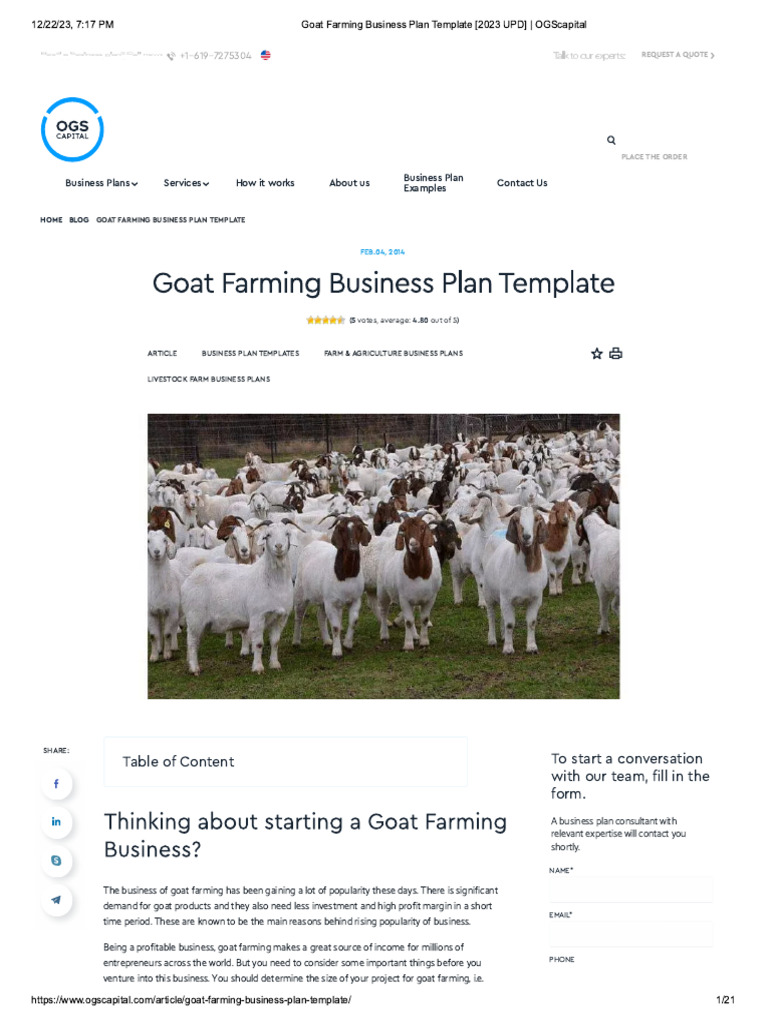 Goat Farming Business Plan Template 2024 Upd Ogscapital
