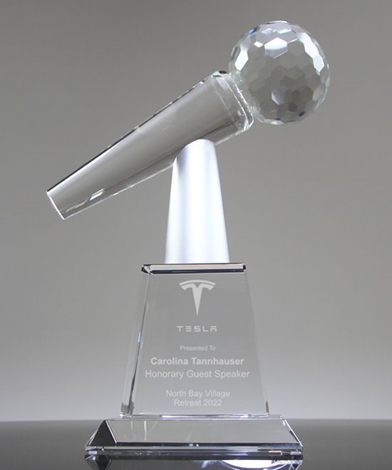 Key Speaker Crystal Microphone Award Key Speaker Crystal Microphone Award