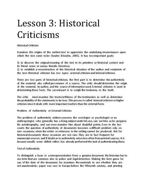 Lesson 3 Understanding Historical Criticisms And Their Methods Studocu Lesson 3 Understanding Historical Criticisms And Their Methods Studocu