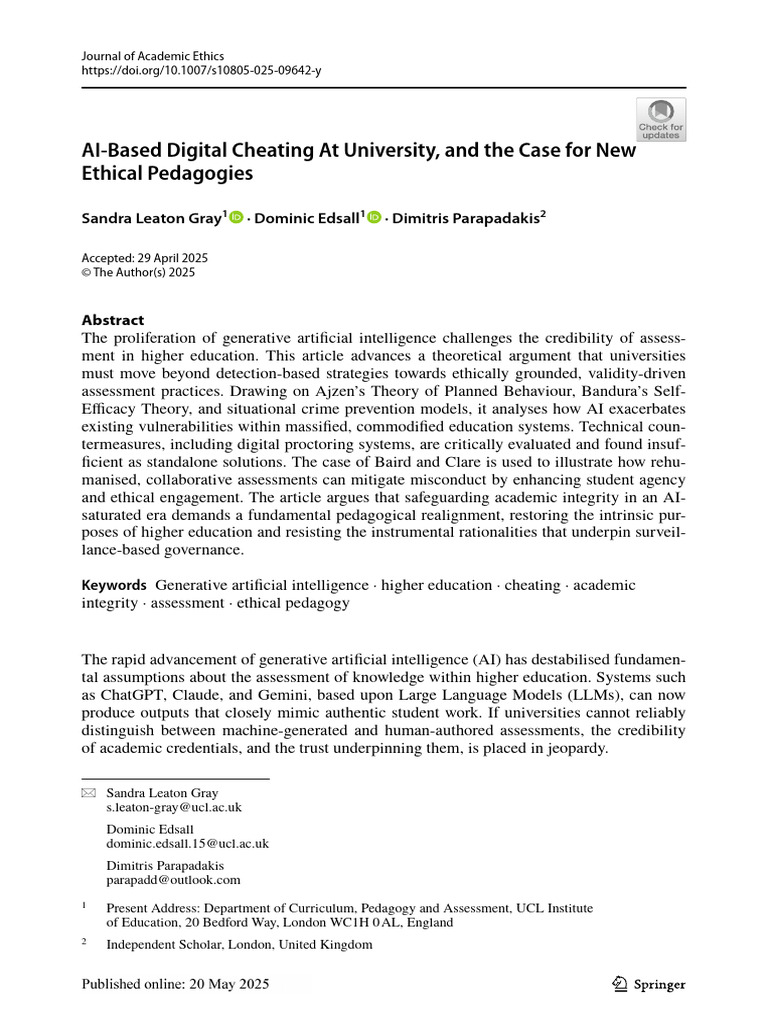Pdf Ai Based Digital Cheating At University And The Case For New Ethical Pedagogies Pdf Ai Based Digital Cheating At University And The Case For New Ethical Pedagogies