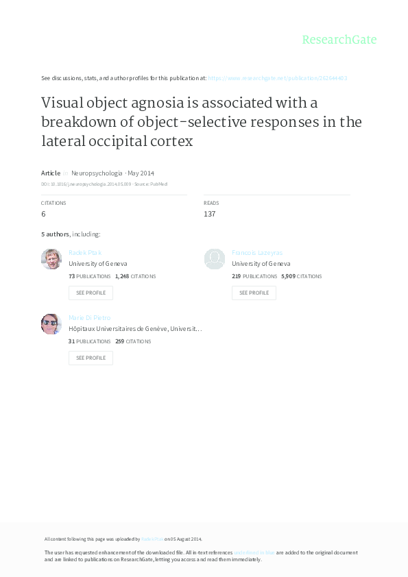 Pdf The Lateral Occipital Cortex Loc Is Selective For Object Shape Not Texture Color At 6 Months Pdf The Lateral Occipital Cortex Loc Is Selective For Object Shape Not Texture Color At 6 Months