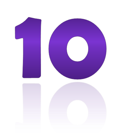 Purple Number Ten Digital Display With Reflection Png Png All
