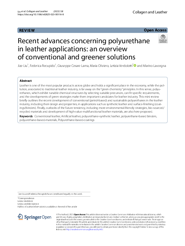 Recent Advances Concerning Polyurethane In Leather Applications An Overview Of Conventional And Greener Solutions Collagen And Leather Full Text Recent Advances Concerning Polyurethane In Leather Applications An Overview Of Conventional And Greener Solutions Collagen And Leather Full Text