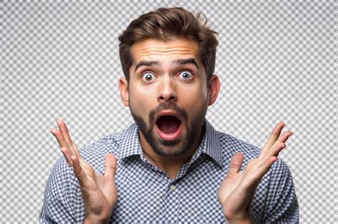 Shocked Man Isolated On Transparent Background Premium Ai Generated Image