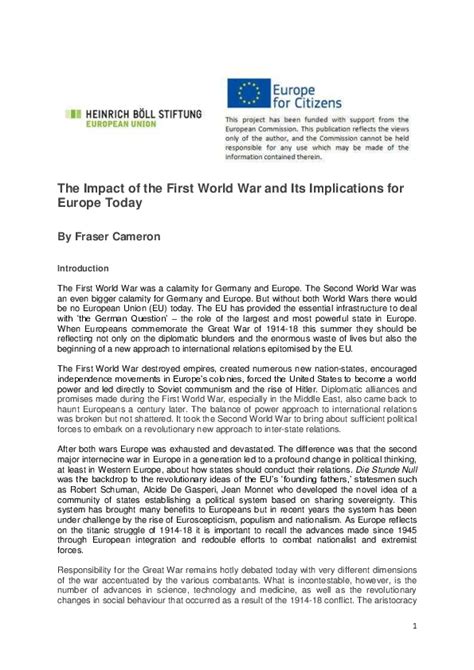 The Impact Of The First World War And Its Implications For Europe The Impact Of The First World War And Its Implications For Europe