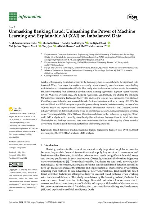 Unmasking Banking Fraud Unleashing The Power Of Machine Learning And Explainable Ai Xai On Imbalanced Data Unmasking Banking Fraud Unleashing The Power Of Machine Learning And Explainable Ai Xai On Imbalanced Data